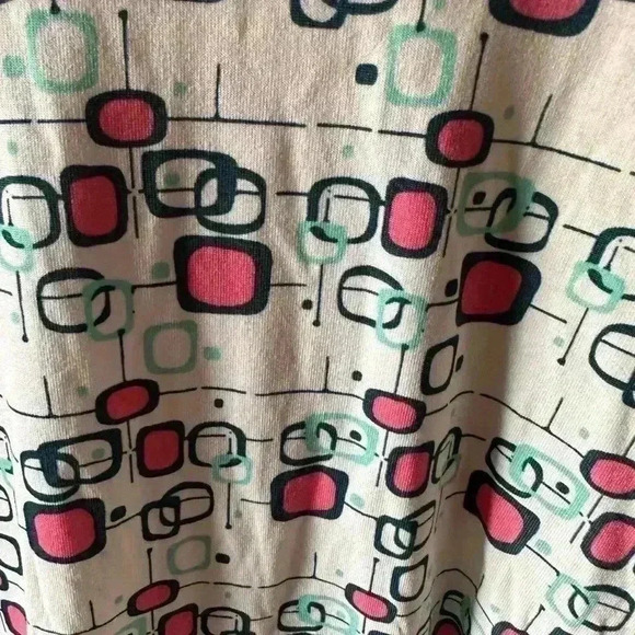 Lularoe XXS white, teal pink Perfect T. I call this the Jetsons print! 🤣 NWT - Picture 5 of 6